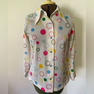 Vintage 70s pointed collar dot shirt.